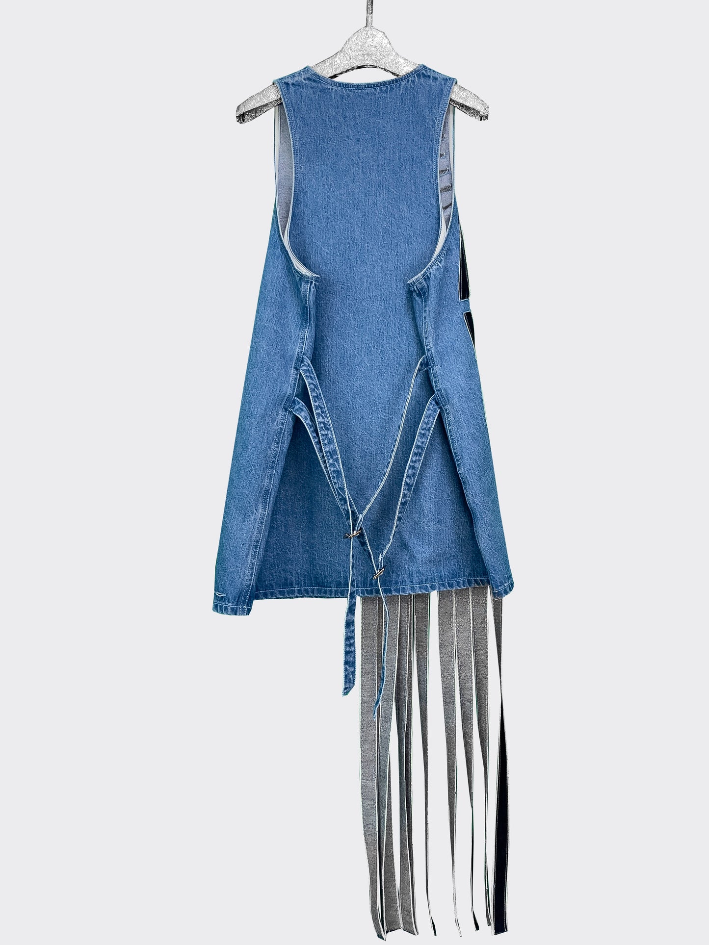 Denim fringe tank-top