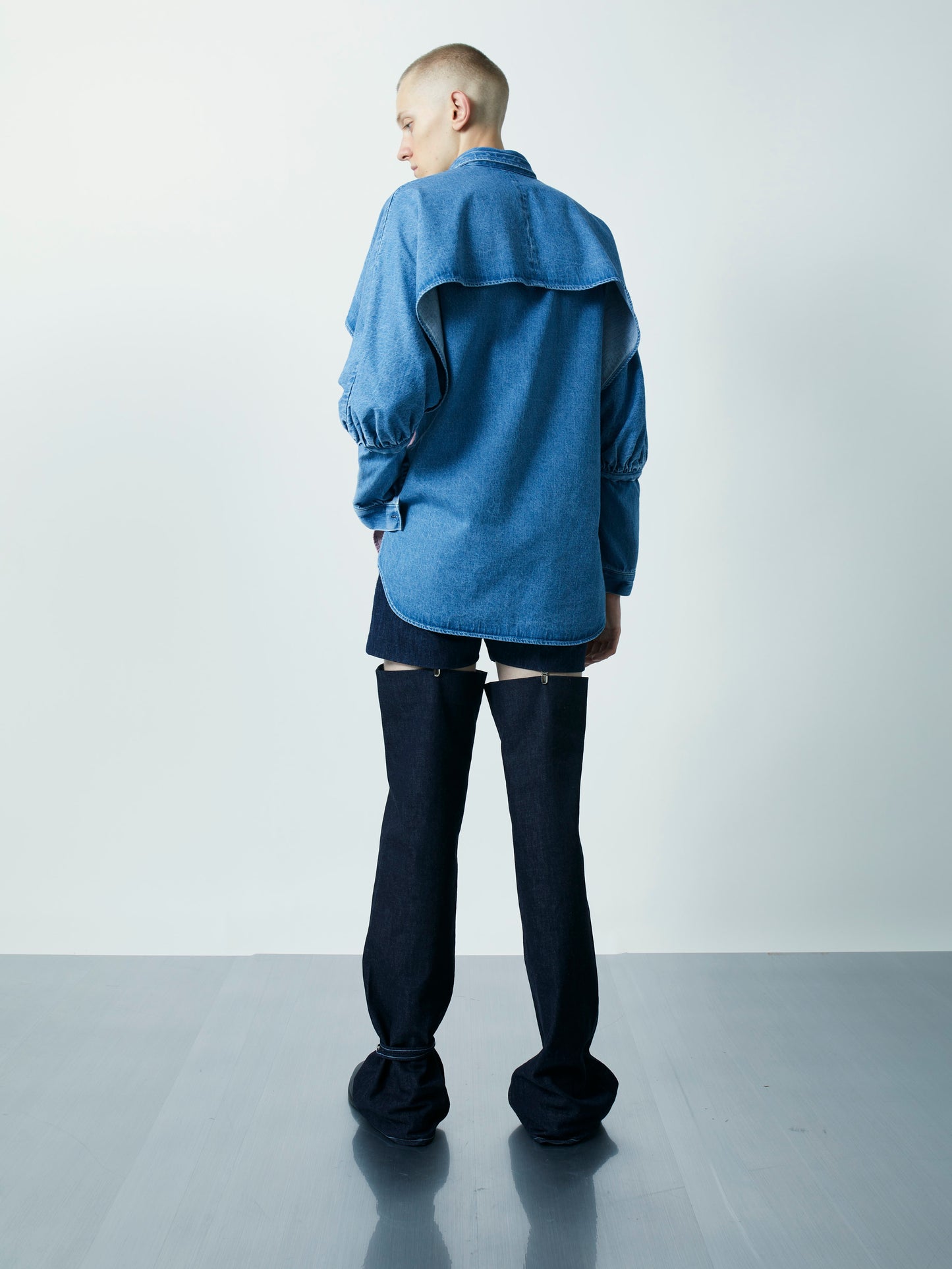 Iconic bat-sleeve denim shirt