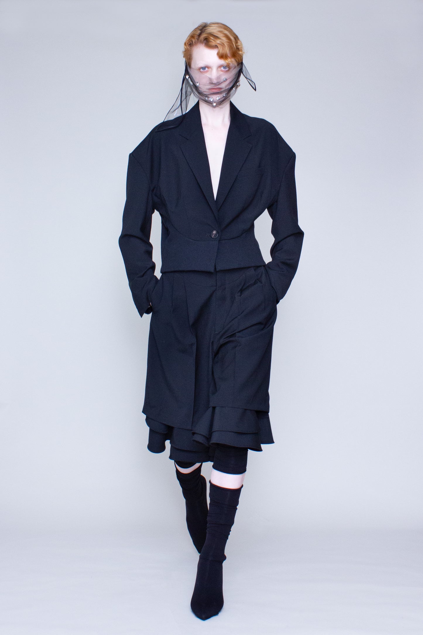 Rib-waisted blazer