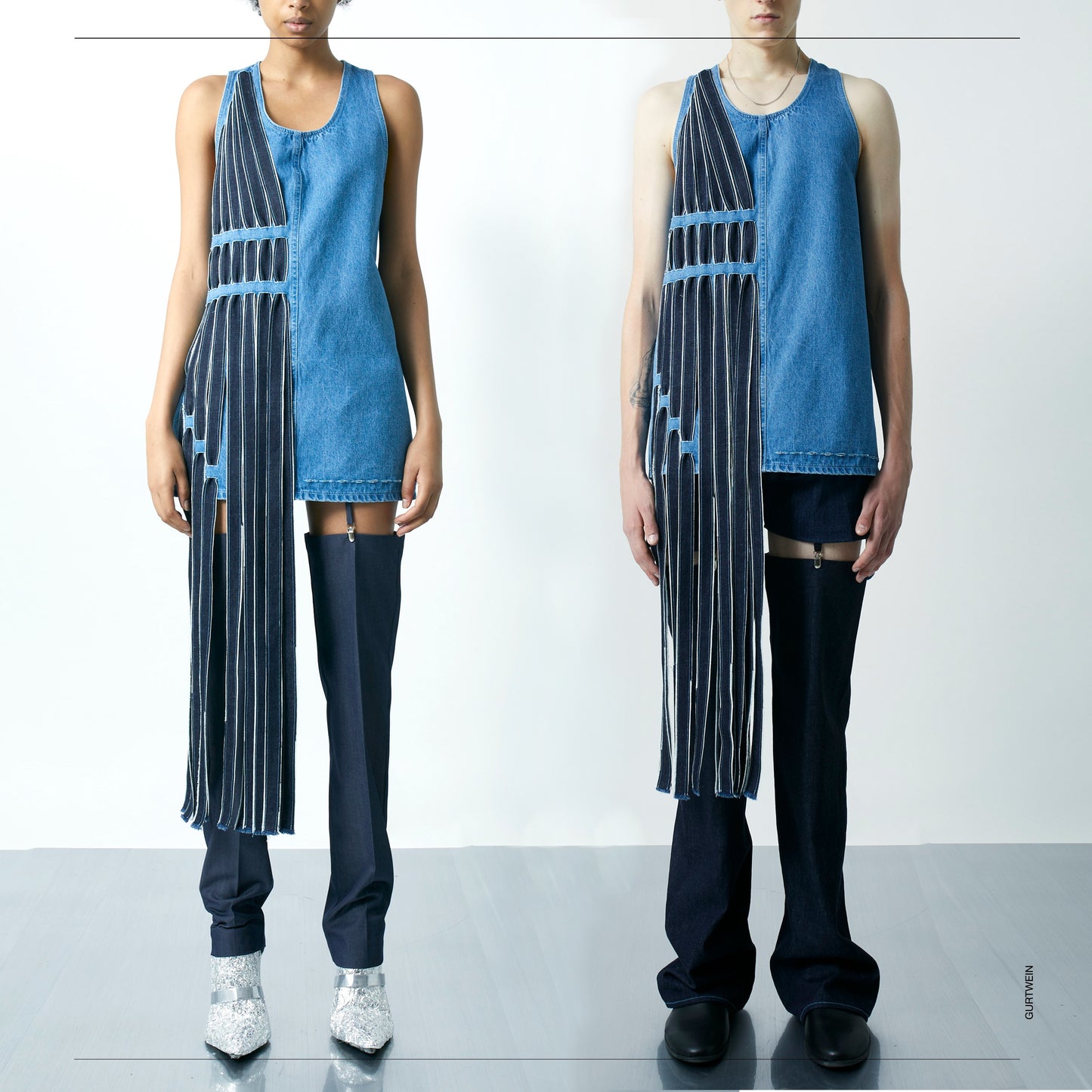Denim fringe tank-top