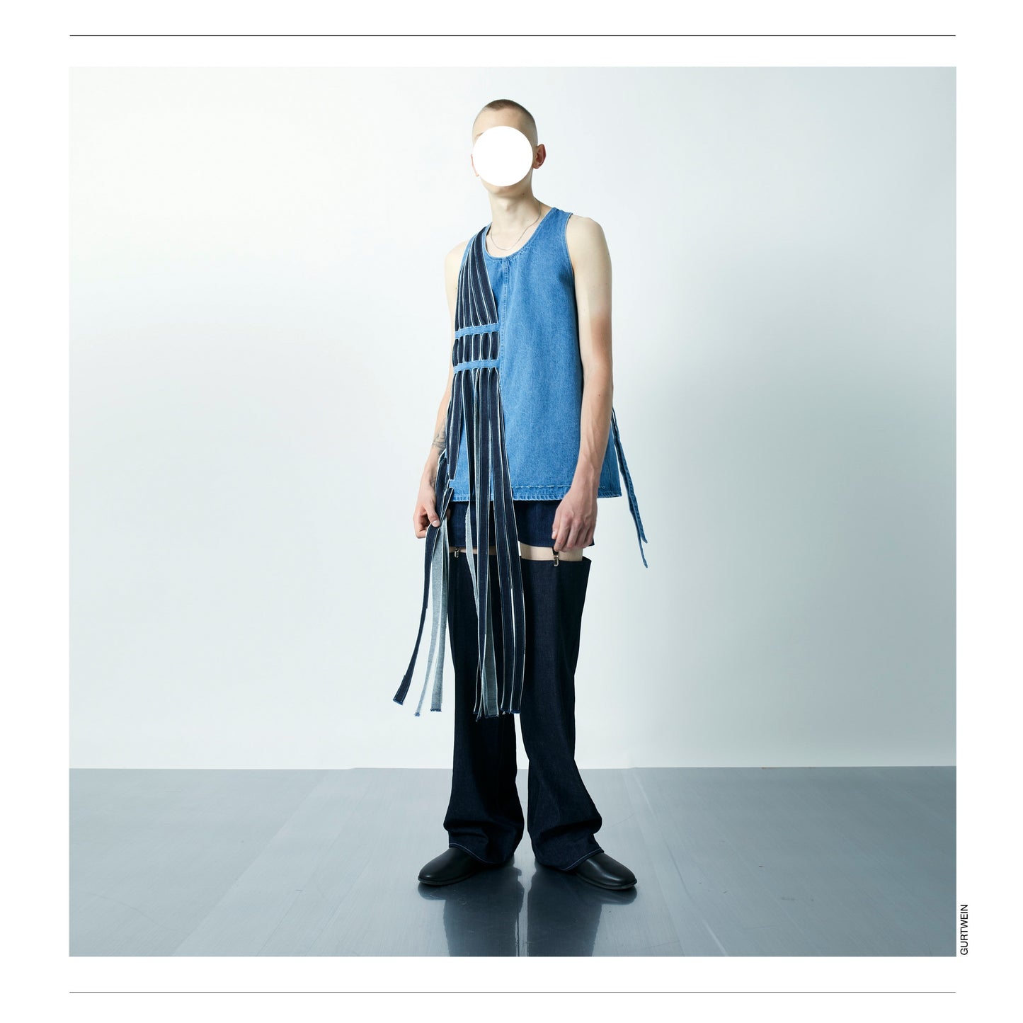 Denim fringe tank-top