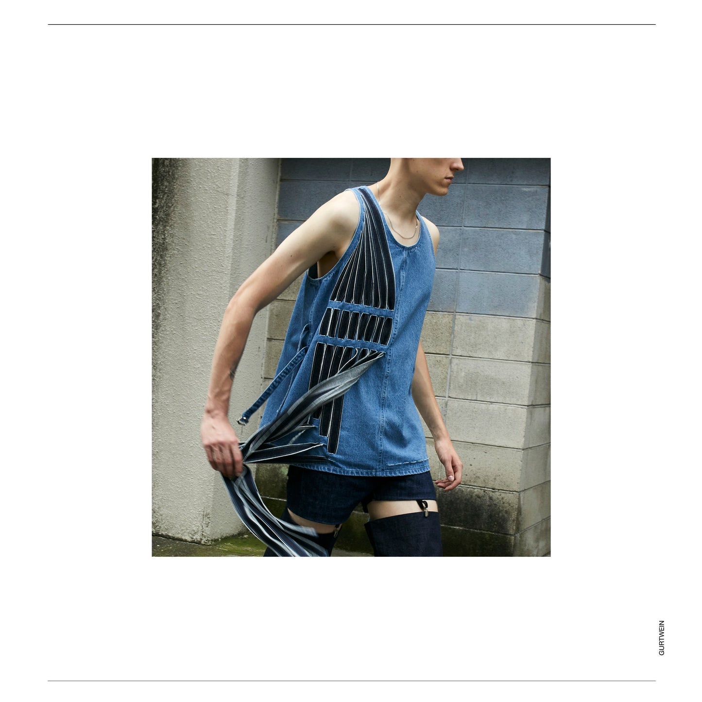 Denim fringe tank-top
