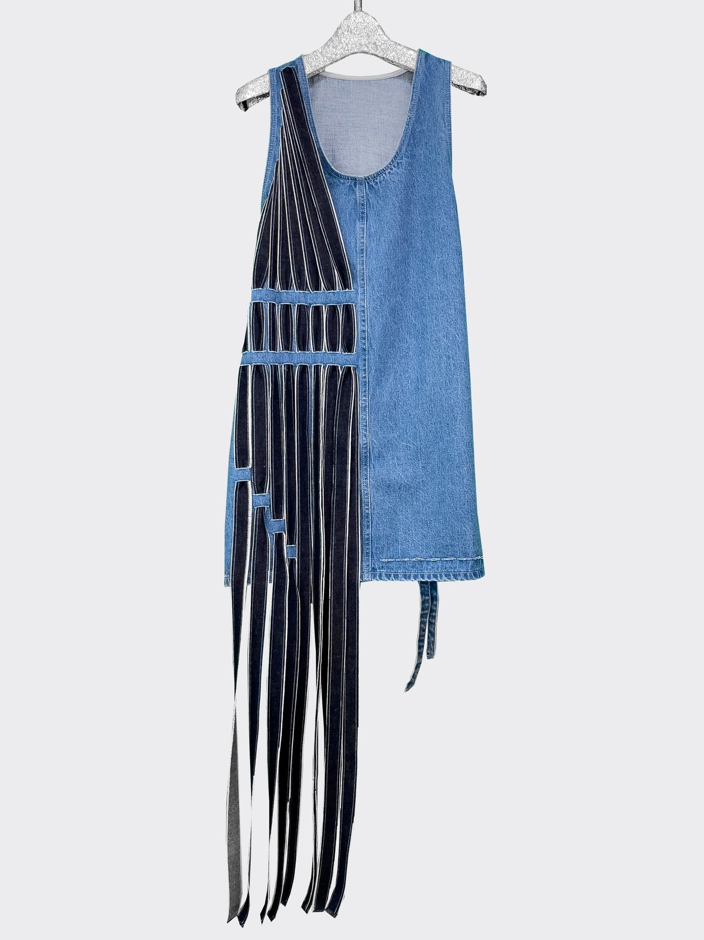 Denim fringe tank-top