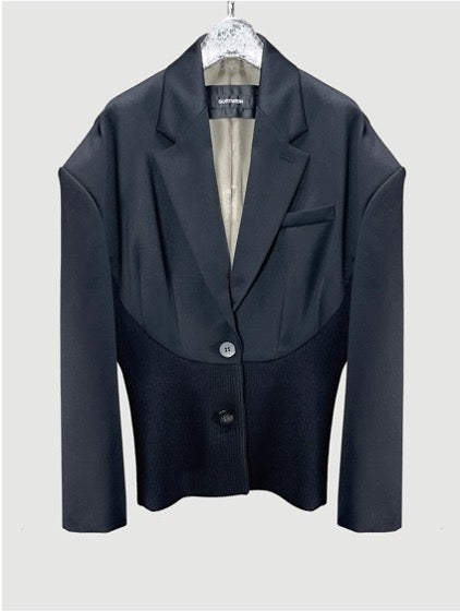 Rib-waisted blazer