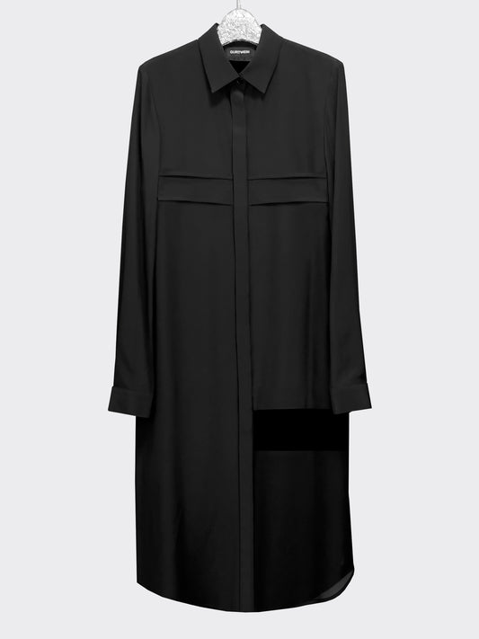 Silk long shirt in black
