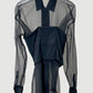 Sheer rib-bandeau blouse