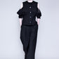 Ruffled sleeveless cardigan