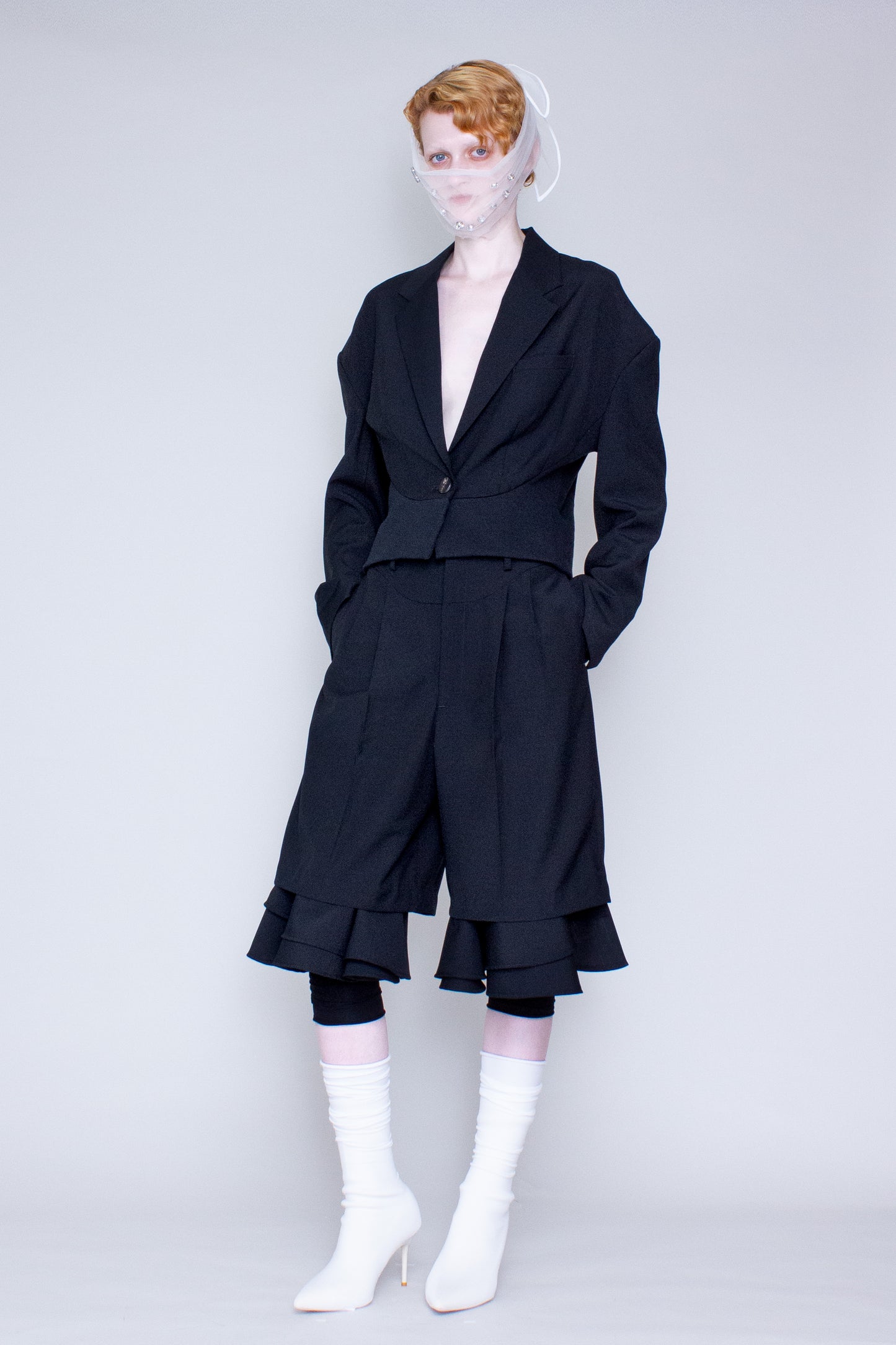 Rib-waisted blazer